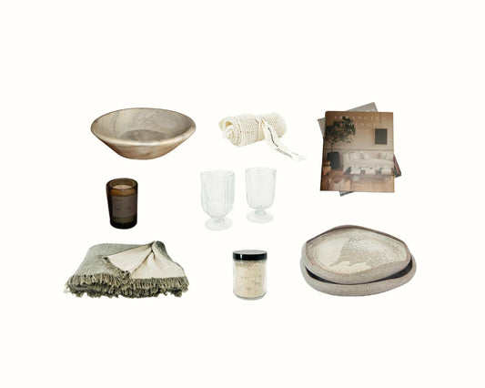 Mother's Day gift guide, gift guide for mom, gift ideas, bath and body gift ideas, gift ideas for the homebody, interior design gifts, arranging things, vintage home decor, glassware, dinnerware